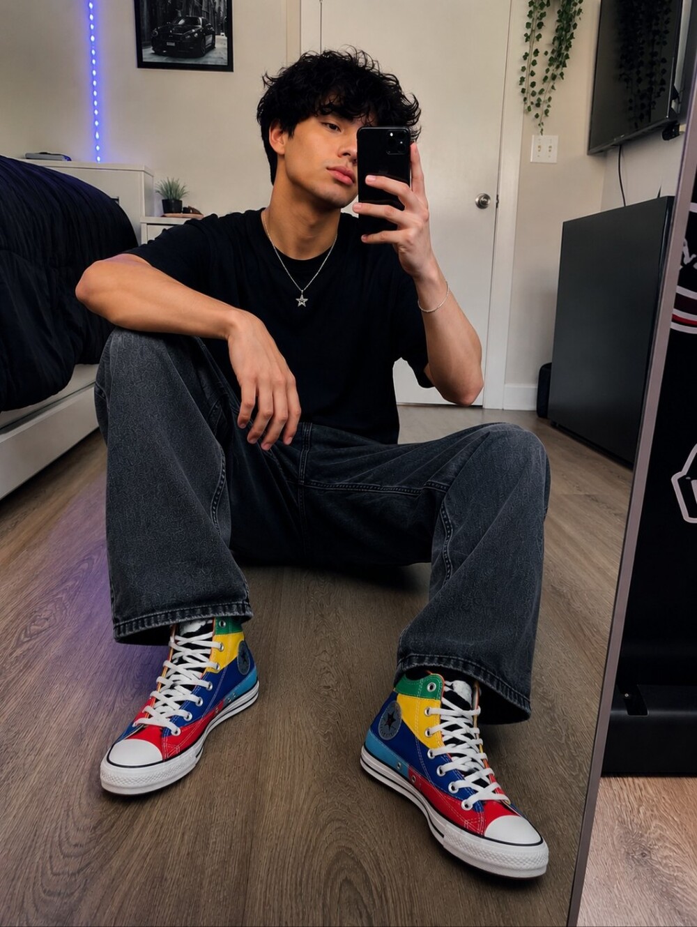 Like-new Converse Chuck Taylor All Star high tops  in a fun multicolor colorway